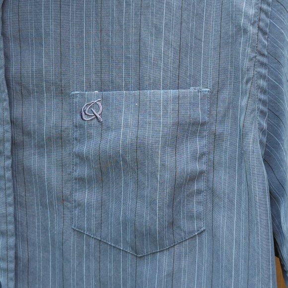 QUINCY Men's Button Up Short Sleeve Steel Blue Size Large - Picture 5 of 6